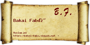 Bakai Fabó névjegykártya